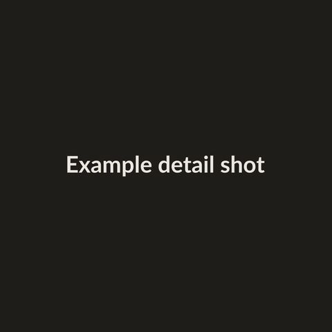 A dark placeholder image with the words "Example detail shot".